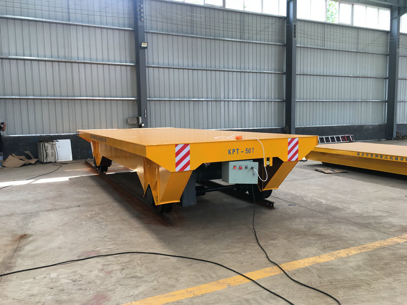 50T Remote Cable Powered Rail Transfer Cart Manufacturing Plant Gebruik